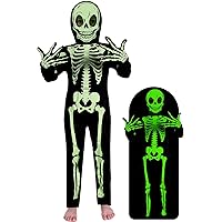 Squelette Vestito Halloween Scheletro Fai Da Te Adorable Glow-in-the-Dark Skeleton  Costume (Small 4-