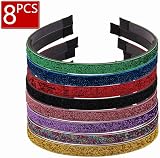 8Pcs Color Glitter Headband Sequin Hairband Alice Band Hair Hoop view 2