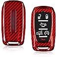 T-carbon Key Fob Cover fits for Ram Key Fob Cover,Real Carbon Fiber Key Fob Protector fits for Ram 1500 2500 3500 Accessories,fits for Ram Power Wagon Tradesman Accessories Key Shell with Keychain,Red