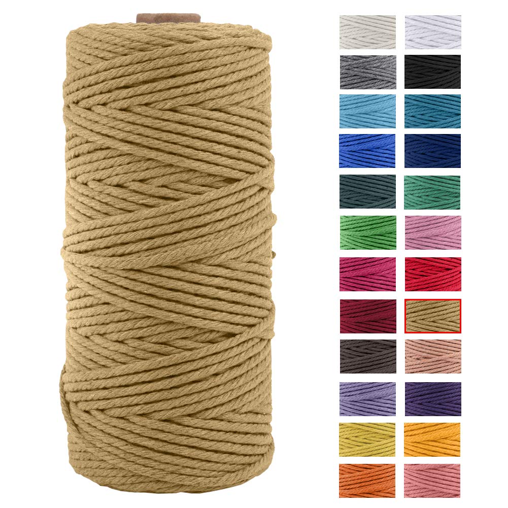 JeogYong 3mm Natural Cotton Cord Macrame Cord Thick Cord for Wall Hanging Plant Crafts Home Decor Gift Wrapping 3mm x 100m