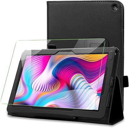 Amazon Fire Hd8 Fire Hd8 Plusケースガラスフィルムセットfire Hd8 Fire Hd8 Plusタブレットケース カバー 年発売 第10世代 Puレザー製 軽量 薄型 スタンド機能 衝撃吸収 保護フィルムfire Hd8 Fire Hd8 Plusタブレットケース専用 ブラック Shellbox
