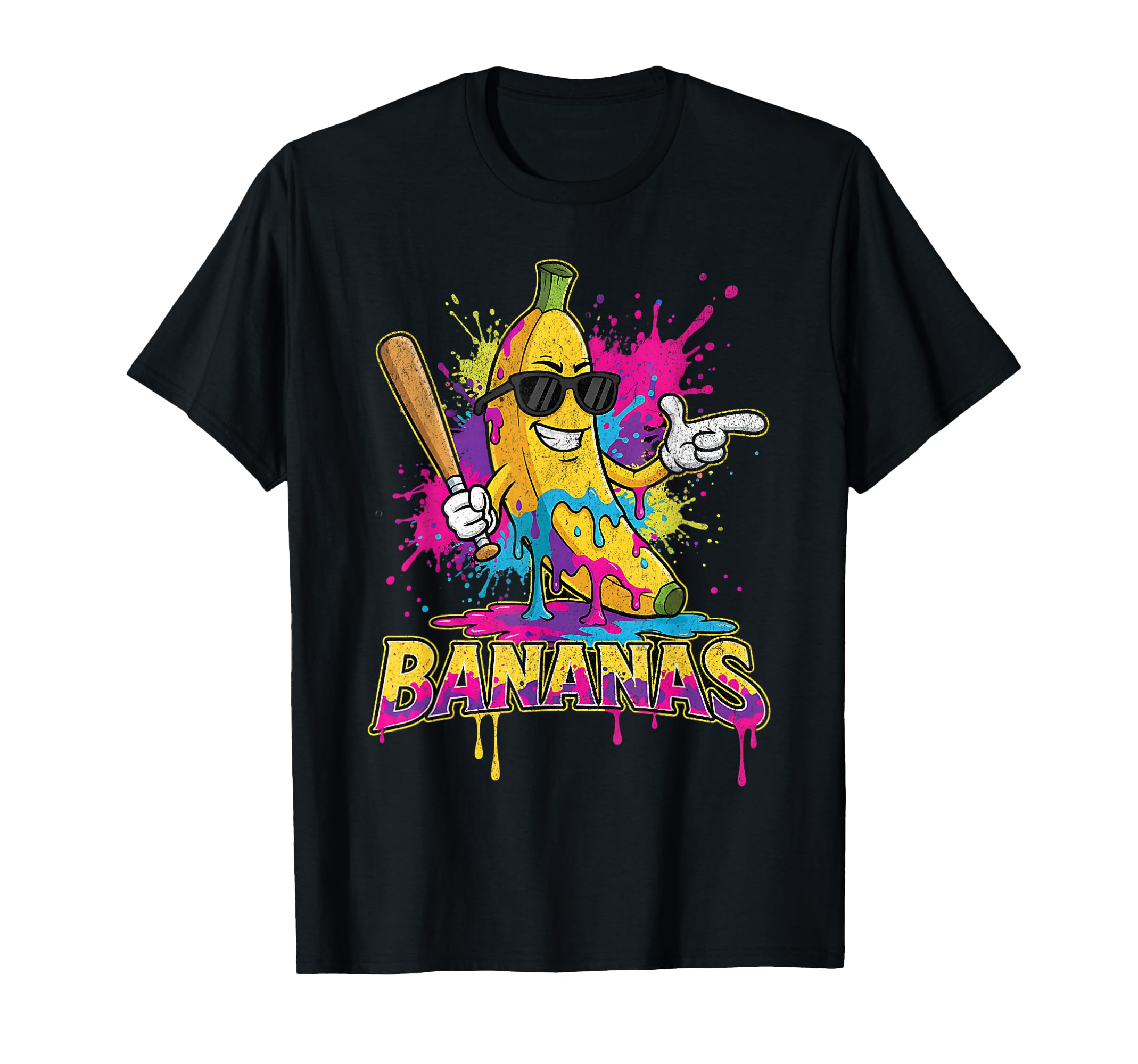 Photo 1 of ********YELLOW COLOR***** Baseball Banana Funny Splatter Sports Kids Teens T-Shirt