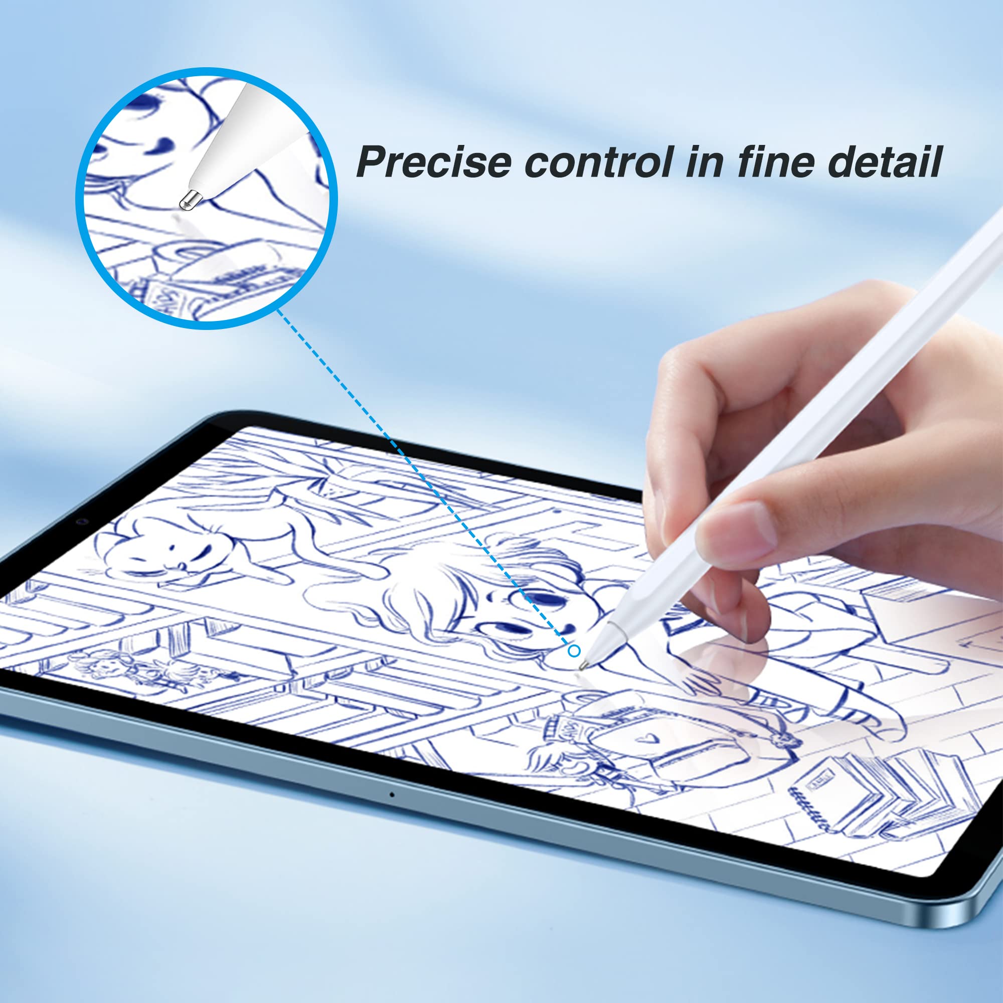 Ailun 3 Pack Apple Pencil Tips Replacement,Compatible with Apple Pencil 1st and 2nd Gen,Penlike Metal Nib Wear-Resistant Pen Needle Stylus Tip,Precise Control White