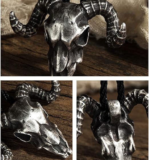 レトロ 闇 悪魔 ヤギの頭 頭蓋骨 ペンダントネックレス 999スターリングシルバー 人柄 手作りのジュエリー Dxnbp スポーツ アウトドア Amazon