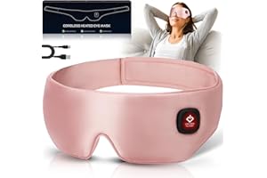 MUTILPLX Silk Cordless Heated Eye Mask, Washable Sleep Mask Warm Compress, Soft Pressure-Free Shade Blindfold, Electric Heating Pad for Blepharitis Sinus Stye, Gifts for Men Women (Pink)