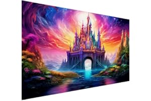 ijbnhd 5D Diamond Art Painting Castle, Large Diamond Painting Kits for Adults, DIY Starry Sky Full Drill Round Gem Art Painting for Crafts Home Wall Decor Gift 16X28inch