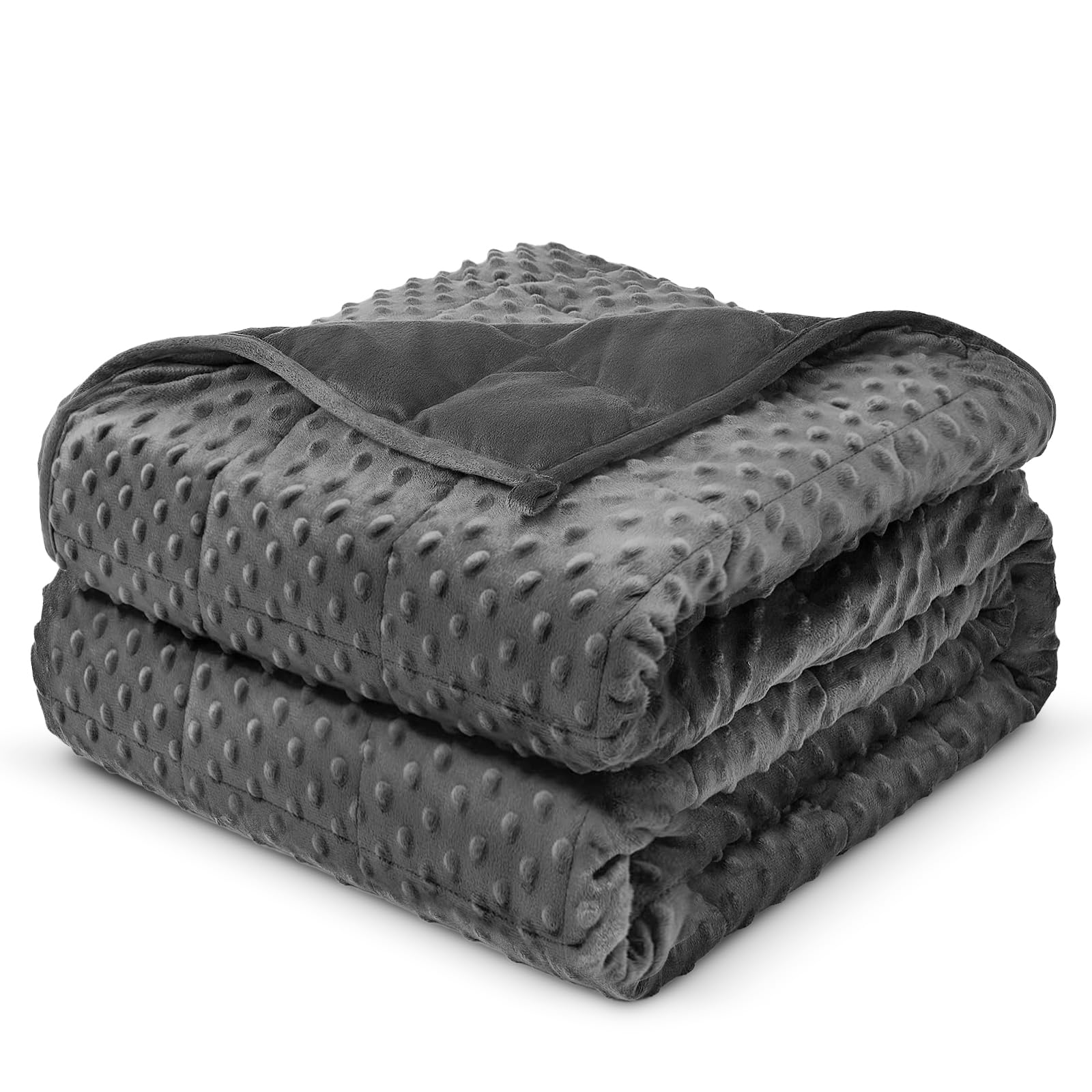 Photo 1 of Weighted Blanket for Adults Queen Size 15 lbs, Soft Minky Dot Cozy Heavy Blanket for Sleep, Reversible Breathable Warm Blanket with Glass Beads, Grey 60 x 80 inches