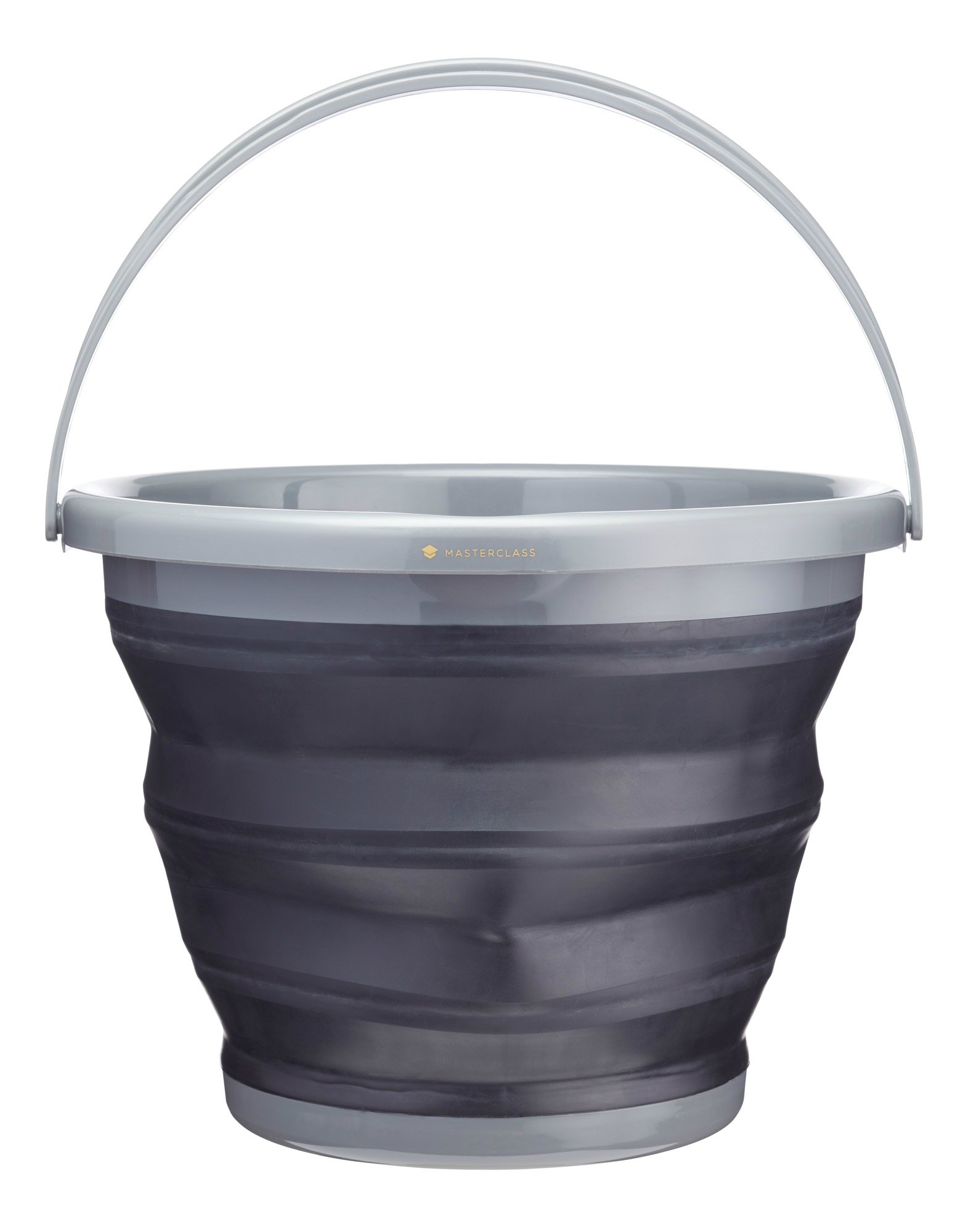 MasterClass Smart Space Collapsible Plastic Bucket, 9 Litres (2 Gallons) - Black / Grey