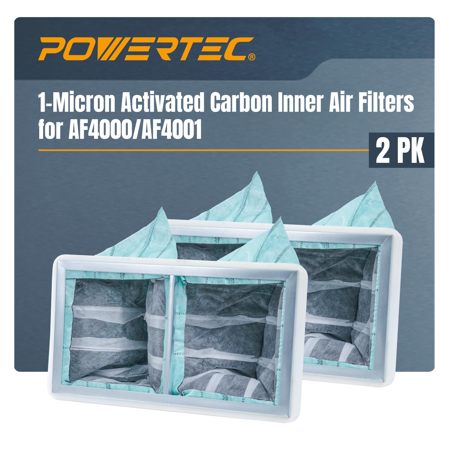 POWERTEC 1 Micron Activated Carbon Inner Air Filters for WEN 3410, POWERTEC AF4000/AF4001 & Shop Fox W1830 Air Filtration Systems for Workshop and Garage, Replacement for WEN AF916C, 2PK (75112-P2) Image POWERTEC 1 Micron Activated Carbon Inner Air Filters for WEN 3410, POWERTEC AF4000/AF4001 & Shop Fox W1830 Air Filtration Systems for Workshop and Garage, Replacement for WEN AF916C, 2PK (75112-P2) Image