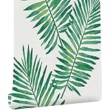 Self-Adhesive Decorative Green Tropical Palm Leaves Shelf Drawer Liner Contact Paper Wallpaper for Walls Cabinets Dresser Dra