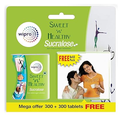 Sweet n Healthy Sugar Substitute Sucralose Tablets by Wipro, 300 Tablets(Buy 1 Get 1 Free)