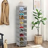 esonstyle 10-Tier Narrow Shoe Rack Metal Storage Organizer Tall Stackable view 9
