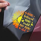 She Believed She Could So She Did Car Decal Sunflowers, Positive Inspiration Decals, Car Fuel Tank Cap Sticker, Window Bumper Stickers, Car Accessories Vinyl Waterproof 5 Inch Decal Gift for Mom Dad