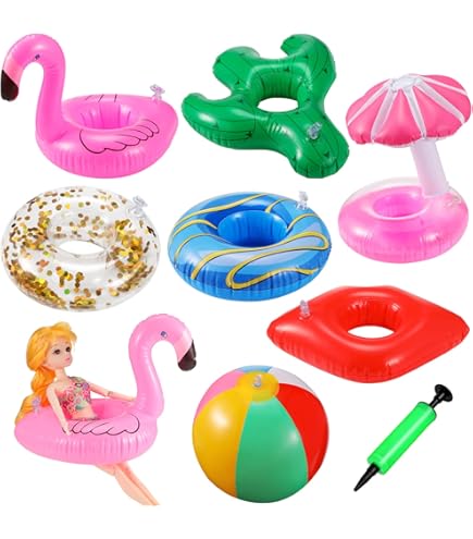 20 Mini Flotadores De Piscina Con Forma De Anillo – Accesorios Para Muñecas Y Decoración De Fiestas (PVC)