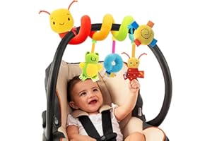 FPVERA Spiral Car Seat Toys - Baby Sensory Soft Plush Hanging Toys for 0-12 Months Stroller Crib Accessories, Essentials for Expecting Moms & Baby Shower Registry Gift
