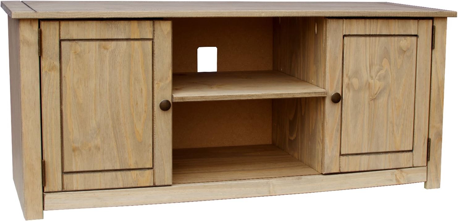 Vida Designs Panama 2 Door 1 Shelf Flat Screen TV Unit, Living Room Furniture, Solid Pine Wood, Wax Finish - Image 3