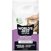 World's Best Cat Litter Lavender, Long-Lasting Odor Control, 15 lb Bag | Controls multi-cat odors with a calming lavender scent; natural corn litter, quick clumping, flushable, 99% dust free formula