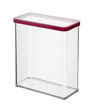 Rotho Loft Vorratsdose 3.2 l, Kunststoff (BPA-frei), transparent / rot, 3.2 Liter (20 x 10 x 21,4 cm)
