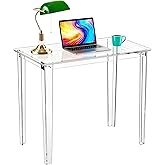 solaround Acrylic Desk, Clear Modern Writing Table for Home Office (Clear, Small)