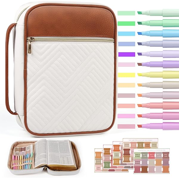 Personalization Universe Pray On It Engraved Bible Cover - Personalized Name Faux Leather Bible Case With Zipper, Pocket, And Handle - Pink