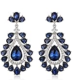 EVER FAITH Statement Earrings for Women, Costume Party Jewelry Art Deco Teardrop Crystal Pierced Chandelier Dangle Earring