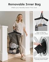SOLEDI 100L Laundry Basket with Lid Large Collapsible Hamper Grey view 4