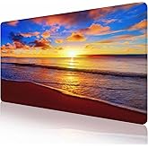 Large Extended Gaming Mouse Pad with Stitched Edges, Non-Slip Rubber Base Mouse Pad for Office, Computer, Keyboard, Laptop and Home Desk Pad 31.5X15.7 Inch Sunset Beach