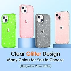 Hython Case for iPhone 15 Plus Case Glitter, Cute