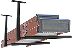 TRUSOON Adjustable Ladder Ceiling Rack, Kayak Overhead Garage Storage Rack, Garage Ceiling Storage for Kayak, Ladder, Surfboard, Snowboar Overhead Hanger, Holds 150 lbs, Black