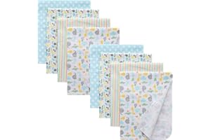 Waoot Kdet Cotton Flannel Receiving Blankets Baby 8 Pcs, Baby Swaddle Blankets, Infant Flannel Blanket 30 X 30 Inch for Boy Girl (Style4)