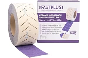 120 Grit Purple Ceramic 2-3/4" Sandpaper Roll 70mm x 12m Sanding Roll Hook and Loop Multi-Hole Abrasive Sand Paper Roll for W