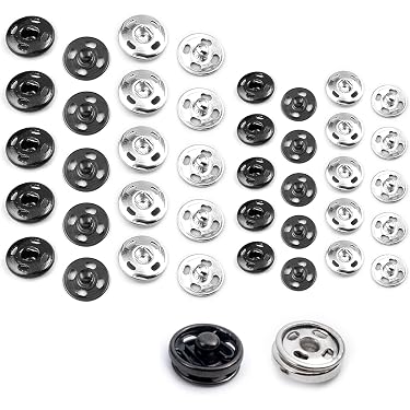 Boutons Pression Pour Jeans - Noir Métal - 6 Sets - 20 Mm X 8 Mm - Fabriqué En France