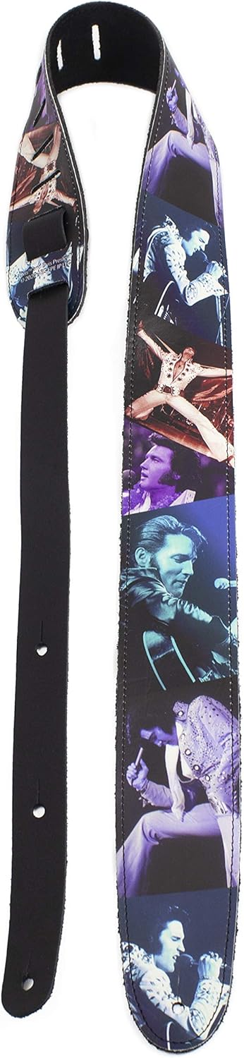 Perri's Leathers P25EPV-8264 Elvis, Leather Guitar Strap with High Resolution Imaging, Black, 5.08 x 5.08 x 5.08 cm