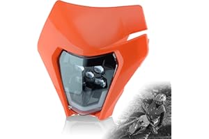 MCHMFG Dirt Bike Headlight Dirtbike LED Headlights Kit Motorcycle Head Lamp Light Kit Universal for Most Dirt Pit Enduro Bike Motorcycle Headlamp Frontlight for ATV Quad Orange