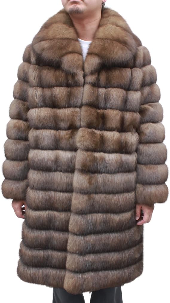 Amazon 日本製 メンズ ファーコート ロシアンセーブル メンズ毛皮 ロングコート 115cm 8150 天然毛皮 高級毛皮 紳士毛皮 毛皮 セーブル スプリングコート アウター ロング丈 誕生日 プレゼント ギフト 17 クーポン Free ナチュラル コート ジャケット 通販