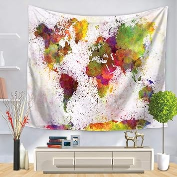 WANGNIU Nordische Weltkarte Wandteppich Hängendes Tuch Freizeit