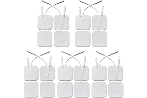 20 Pcs TENS Unit Replacement Pads, 2x2 Reusable Self Adhesive Eelctrodes Pads with 2.0mm Connector, Compatible with TENS 7000