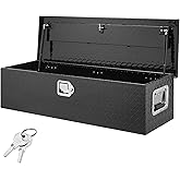 VEVOR Heavy Duty Aluminum Truck Bed Tool Box, Diamond Plate Tool Box with Side Handle and Lock Keys, Storage Tool Box Chest Box Organizer for Pickup, Truck Bed, RV, Trailer, 39"x13"x10", Black