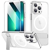 xiwxi for iPhone 13 Pro Case with Kickstand,[Compatible with Magsafe][1*Screen Protector],Military-Grade Protection & Anti-Yellowing,Magnetic Phone Case for iPhone 13 Pro,Clear