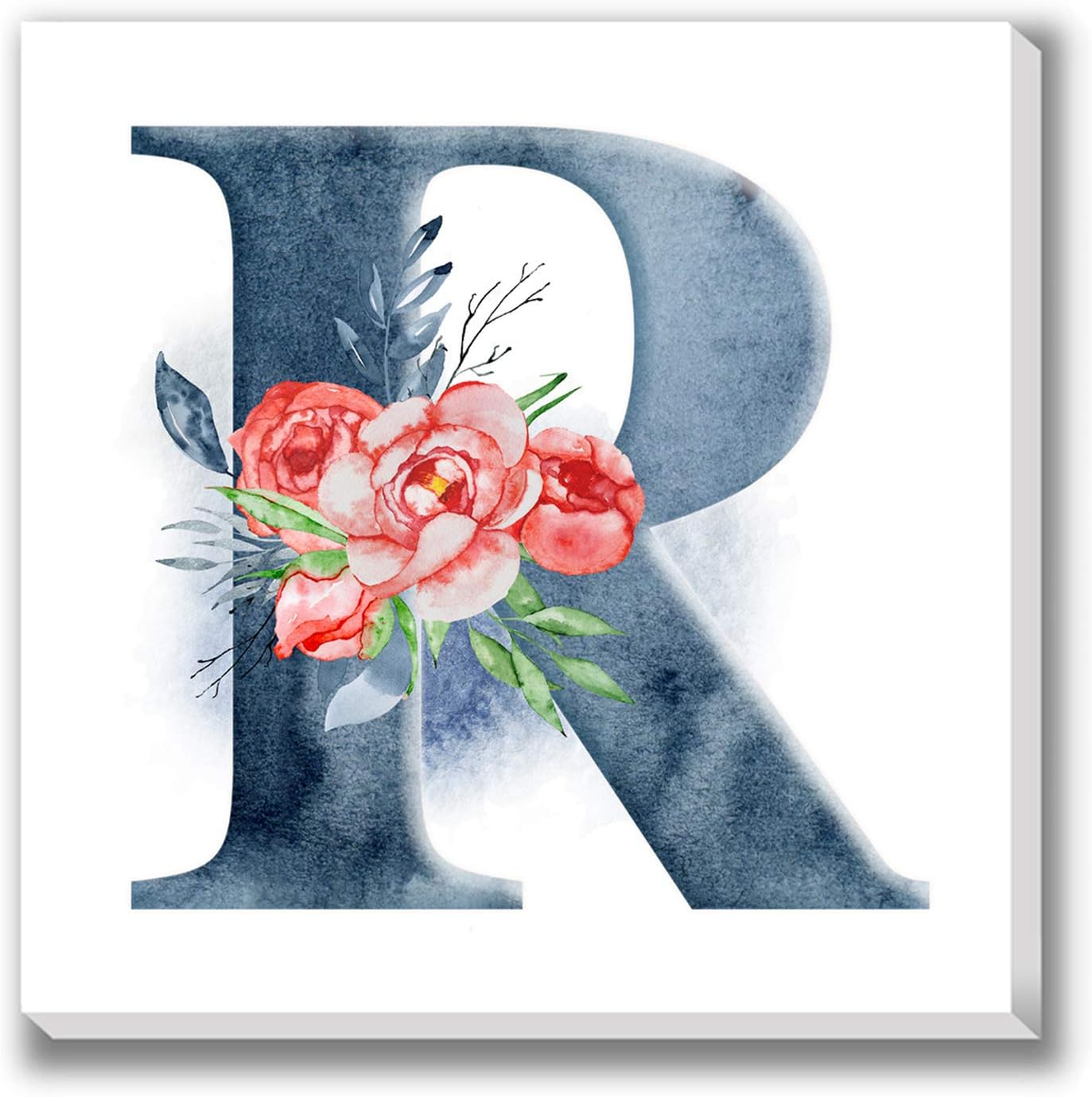 Texture of Dreams Monogram Alphabet Letter Canvas Print Wall Art, Single Letter Initials Marquee Sign, Floral Pattern Monogram Letters for Home Decor, Housewarming Gift, Wedding Decor Gift (Letter R)