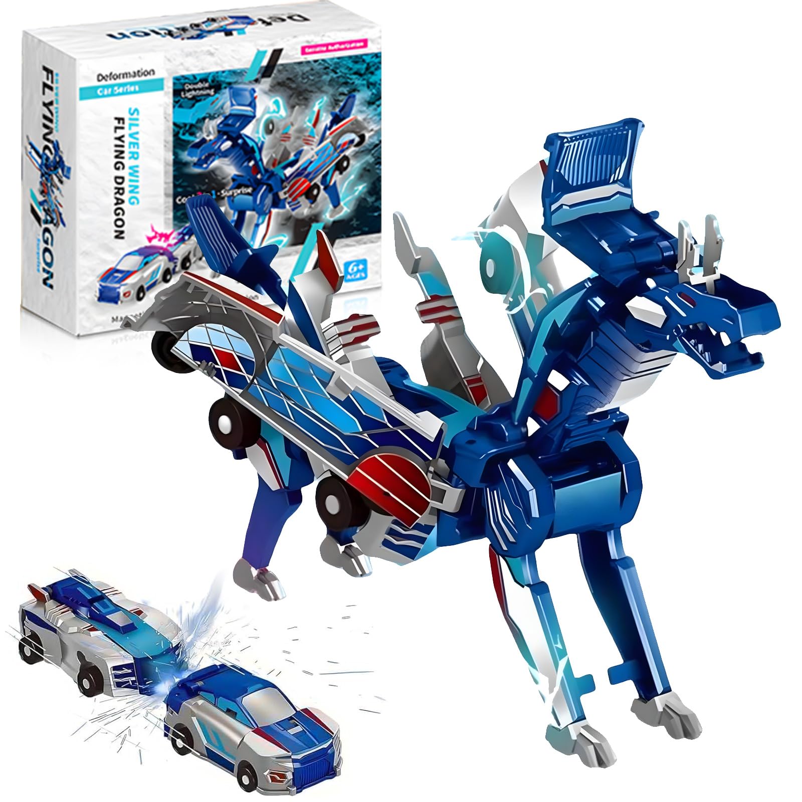 LEEWENYAN Robocrash-Magnetic Transforming Car & Robot Toy, Dinosaur Transform Cár, Collision Magnetic Transforming Car, Presents/Gifts for 3/4/5/6/7/8/9 Year Old Boys