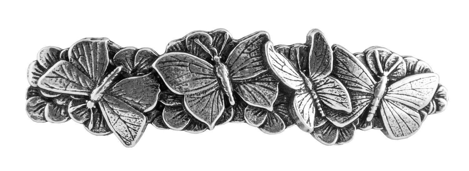 Butterflies Hair Clip, Medium Hand Crafted Metal Barrette Made in the USA with a 70mm Imported French Clip by Oberon Design : Beauty