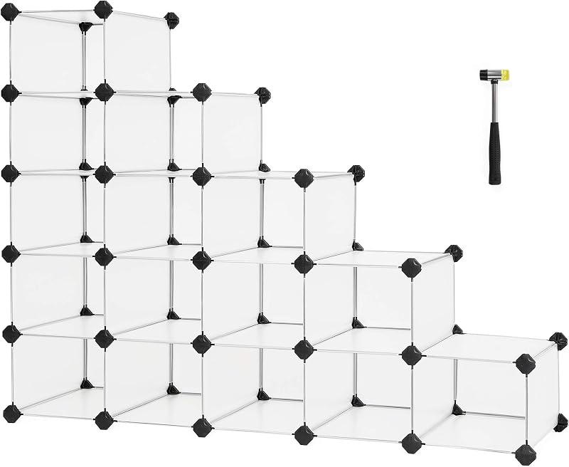 SONGMICS 15-Cube Storage Unit DIY Shelving Shoe Rack White LPC445W02