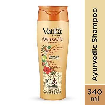 Vatika Ayurvedic Shampoo, 340ml : Power of Dus Poshan for 10 Hair Problems