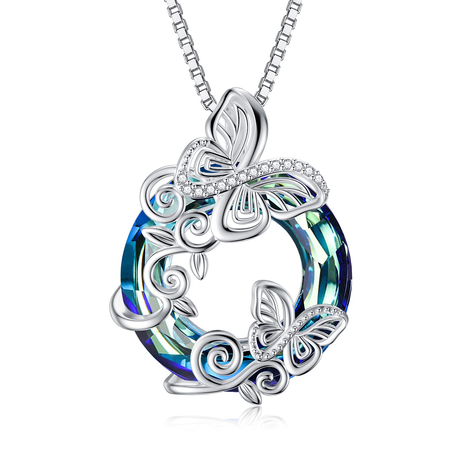 TOUPOP Butterfly Necklaces for Women Butterfly Pendant with Crystal Sterling Silver Butterfly Jewellery Gifts for Mother Daughter Teens Girls Birthday Gifts for Her