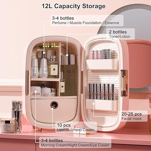 Skincare Fridge 12 Liter Beauty Mini Fridge for Cosmetic Storage
