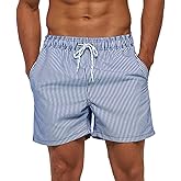 SILKWORLD Mens Swimming Trunks 5 Inch Inseam Swim Shorts Summer Bathing Suit Swimwear Beachwear with Pockets