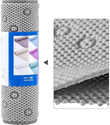 Soft Waffle Texture Anti-Slip Bath Mat – Spa Quality Tub & Shower Mat, Blue, 26.5" X 16"