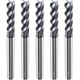 LU&amp;MN Tungsten Carbide Square End Mills, 4 Flute, 1/8", 5 PCS | Professional Grade Tungsten Carbide 4T Square End Mills, Ideal for DIYers &amp; Professionals
