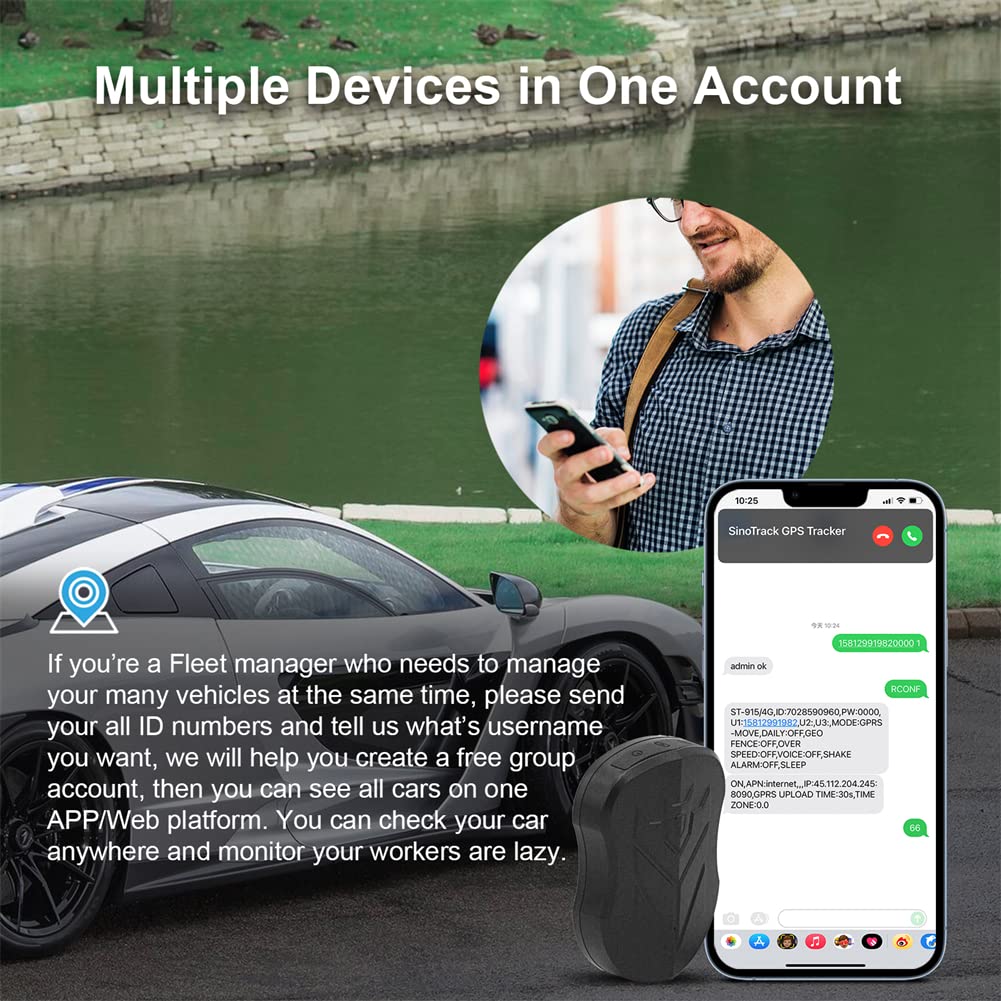SinoTrack 4G GPS Tracker for Vehicles, ST-905L Strong Battery Anti-Theft GPS Tracker Waterproof Locator Real-Time Location Device for Car Motorcycle Truck Taxi with No Monthly Fee Tracking System